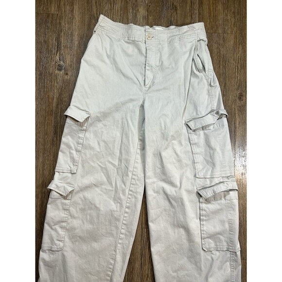 Abercrombie Fitch High Rise Wide Leg Cargo Pants Size 29 Boho Y2K Barrel White - Picture 2 of 9
